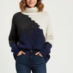 Lululemon Ombre Knit Textured Turtleneck Blue Gray Sweater 8
